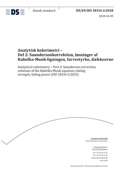 Ds En Iso Analytical Colorimetry Part Saunderson