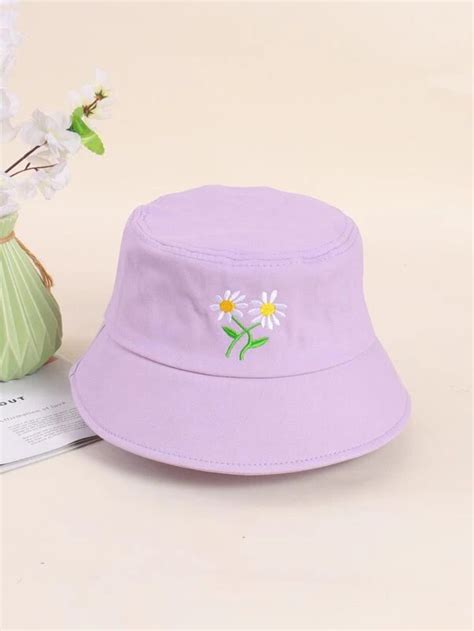 Floral Embroidery Bucket Hat Cute Hats Hats Bucket Hat