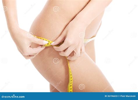 Naked Woman With Measuring Tape Stock Image Image Of Line Obesity