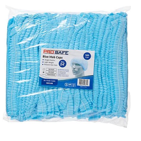 Prosafe Disposable Crimped Mob Cap Pp Blue Pack Winc