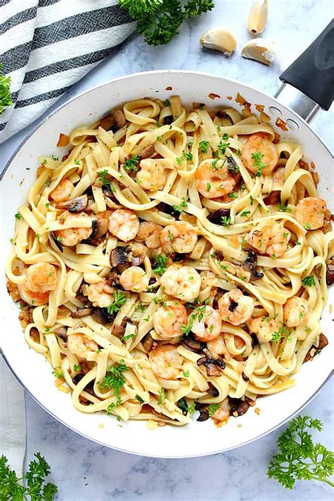 Garlic Butter Mushroom Shrimp Pasta Recipe Crunchy Creamy Sweet