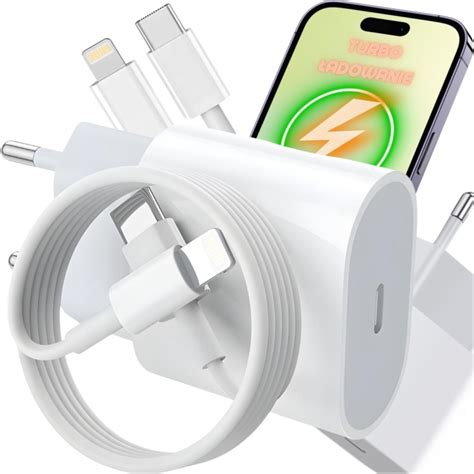 SZYBKA ŁADOWARKA USB C 20W KOSTKA KABEL PRZEWÓD DO IPHONE LIGHTING 1M