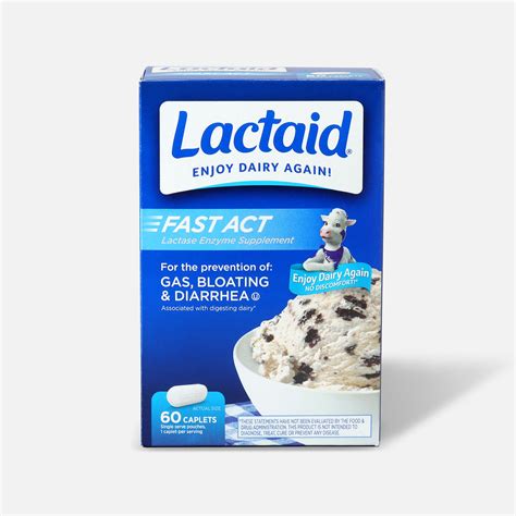 Lactaid Fast Act Lactase Enzyme Supplement Caplets 60 Ea