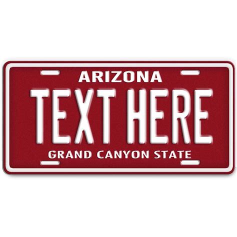 Arizona Red Personalized License Plate Any Text Your Name Etsy