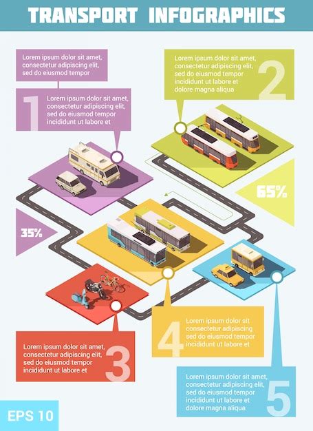 Conjunto infográfico de transporte con medios de transporte Vector