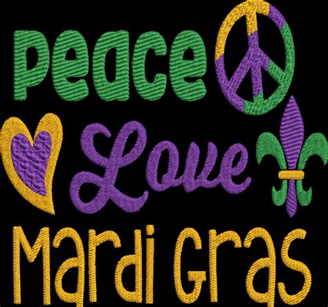 Peace Love Mardi Gras Machine Embroidery Designs Mardi Gras