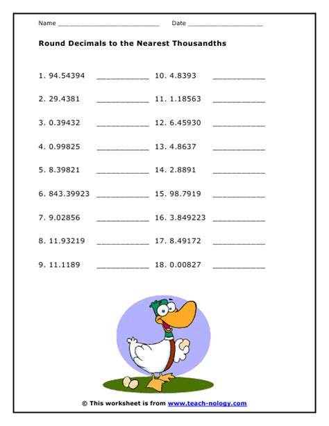 Round Decimals To The Nearest Thousandths