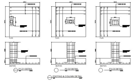 Footing And Column Detail In Autocad 2d Drawing Dwg File Cad File Cadbull