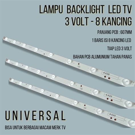 Jual Lampu LED Kancing 3V 8K Backlight TV 3 Volt 8 Kancing Cembung