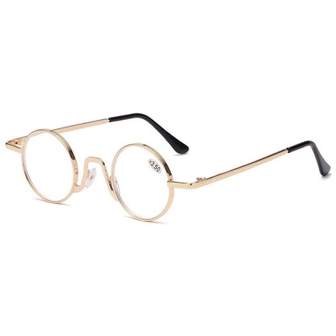 Koosufa Small Round Metal Reading Glasses 4 00 Blue Light Blocking Women Men Retro Eyeglasses