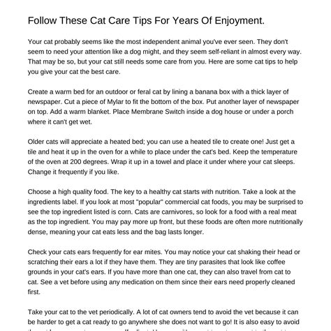Follow These Cat Care Tips For Years Of Enjoymentbbfql.pdf.pdf | DocDroid