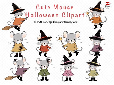 Cute Mouse Halloween Clipart PNG Graphic by KissmeDiary · Creative Fabrica