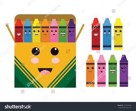 Kawaii Cute Color Crayon Box School Stock Vector Royalty Free 537644386