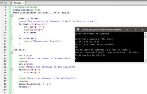 C Program To Search An Element Using Linear Search In Array