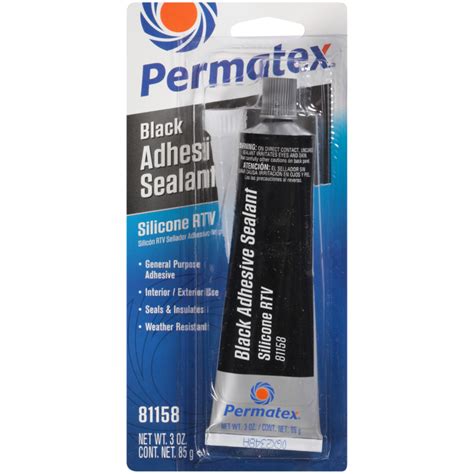 Permatex Black Silicone Adhesive Sealant 3 OZ Permatex