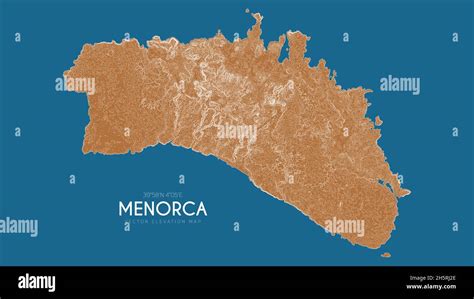 Topographic Map Of Menorca Balearic Islands Spain Vector Detailed