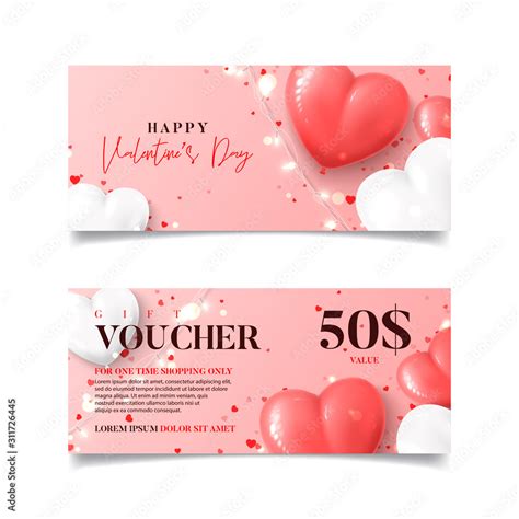 Gift Vouchers For Valentine S Day Sale Vector Illustration With