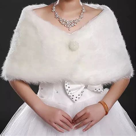 Warm Winter White Wedding Shawl Faux Fur Wrap Bride Capes Wedding Coats