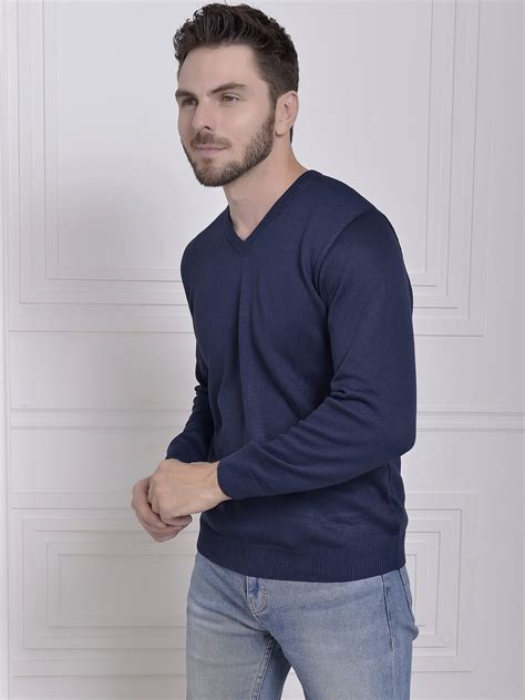 Blusa Masculina De Tricot B Sica Decote Em V Azul Marinho Benes Malhas