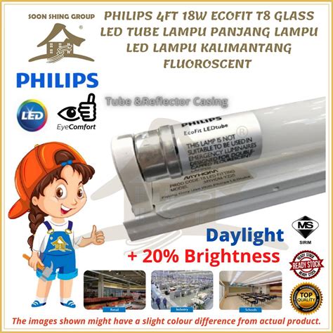 Philips 4ft 18w Ecofit T8 Glass LED Tube Lampu Panjang Lampu Led Lampu