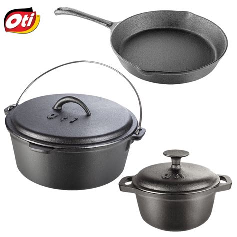 Set 3 Produse Din Fonta Pura Tuci 24 Cm Vas Pentru Gatit Cocotte 18