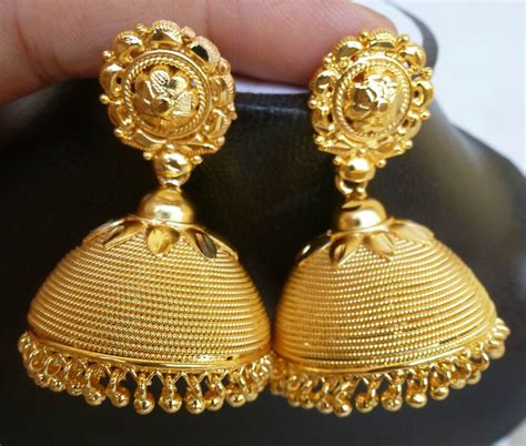 Indian 22K Gold Plated Chain Jhumka Traditional Bridal Bead Jhumki