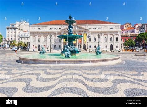 Rossio Square Lisbon Portugal Stock Photo Alamy