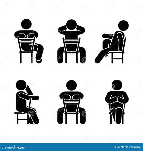 Man People Various Standing Position Posture Stick Figure Vector