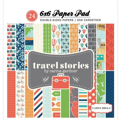 Carta Bella Double Sided Paper Pad 6x6 24pkg Travel Stories 12