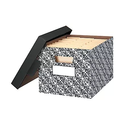 Bankers Box StorFile Decorative Storage Boxes 15 x 12 x 10 BlackWhite ...