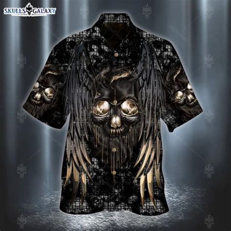 Demon Wings Skull Hawaiian Shirt For Men Women Skulls Galaxy