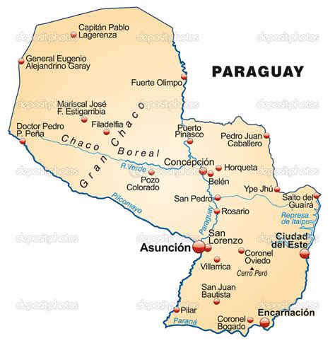 Mapa Do Paraguai Vetor De Stock Artalis 39345289