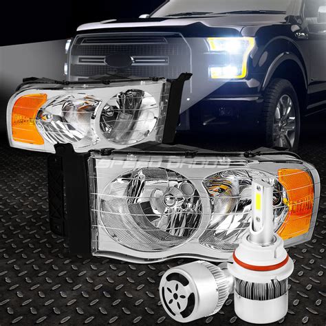 CLEAR LENS HEADLIGHT AMBER CORNER WHITE LED 9007 HID W FAN FOR 02 05