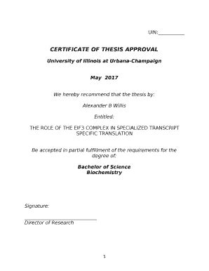 CERTIFICATE OF THESIS APPROVAL Doc Template PdfFiller