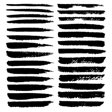 Premium Vector Set Of Brush Stroke Black Ink Grunge Brush Strokes