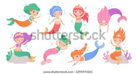 Cute Mermaids Princess Cartoon Fairy Tale 库存矢量图（免版税）2295974261 | Shutterstock