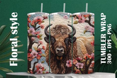 D Bison Tumbler Wrap Graphic By Babyowl Creative Fabrica