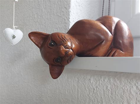 Katze Aus Holz Kantenhocker F R Das Regal Boutique Chats D Oeuvre