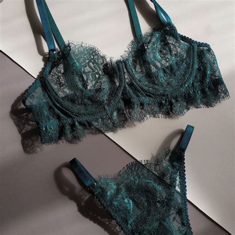 Emerald Lingerie Set Lace Lingerie Set Green Lingerie Set Luxury