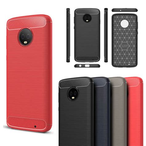 Luxury Soft Tpu Case For Motorola G6 Plus Phone Case Carbon Fiber Leather Skin Back Cover