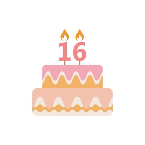 Premium Vector | 16th Birthday cake vector icon sixteen birthday cake ...