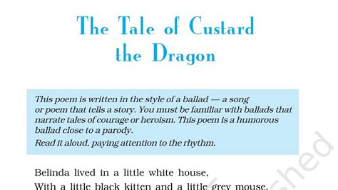 The Tale Of Custard The Dragon Class English Poem Youtube