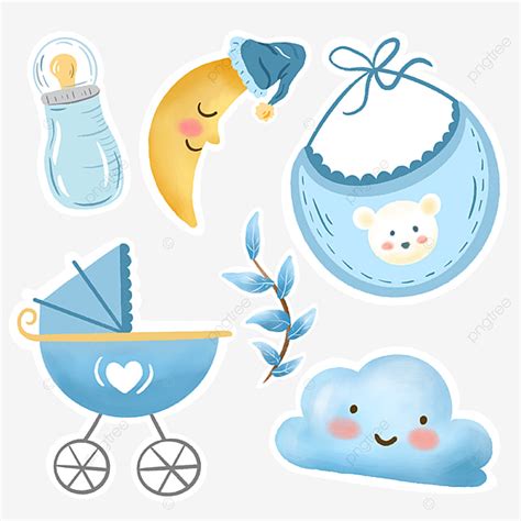 Baby Stickers PNG Image, Baby Blue Cute Stickers, Baby Shower Clipart ...