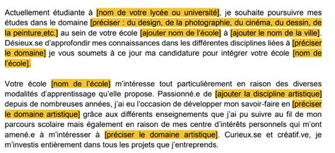 Lettre De Motivation Cole D Art Exemple Et Mod Le T L Charger