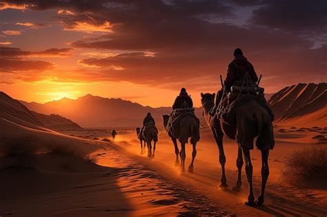 The Silk Road Ancient trade route with caravans crossing the deserts ...