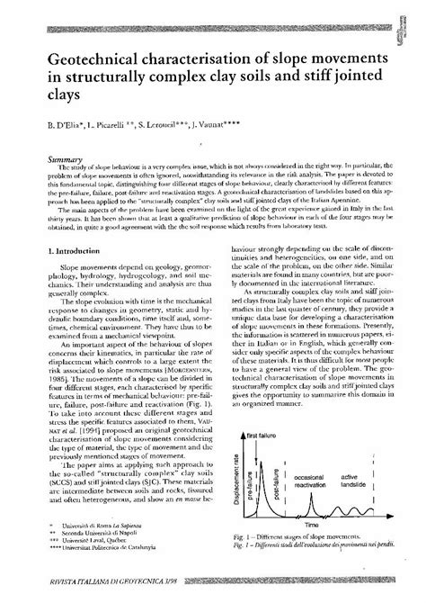 Pdf Geotechnical Characterisation Of Slope Movements In Structurally