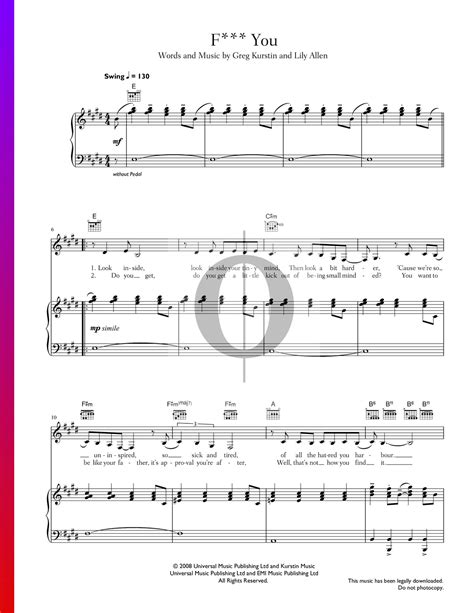 Fuck You Lily Allen Piano Sheet Music Oktav