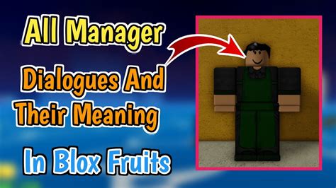 All Blox Fruits Manager Dialogues And Their Meanings Manager NPC