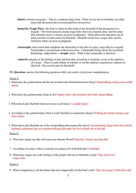 Study Guide Pdf 121899 Macbeth Act 5 Key