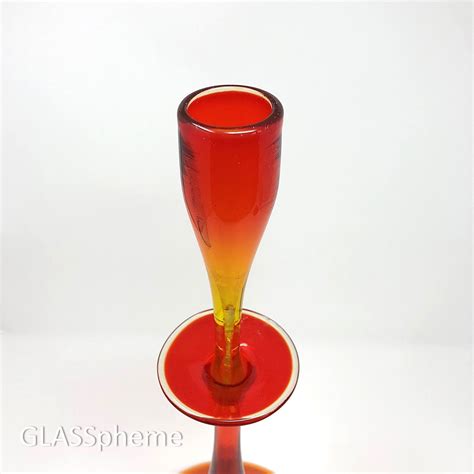 Blenko Wayne Husted 6027 Shot Glass Decanter In Tangerine Amberina